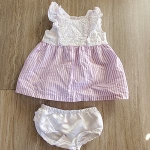 Purple and white dress and bloomers